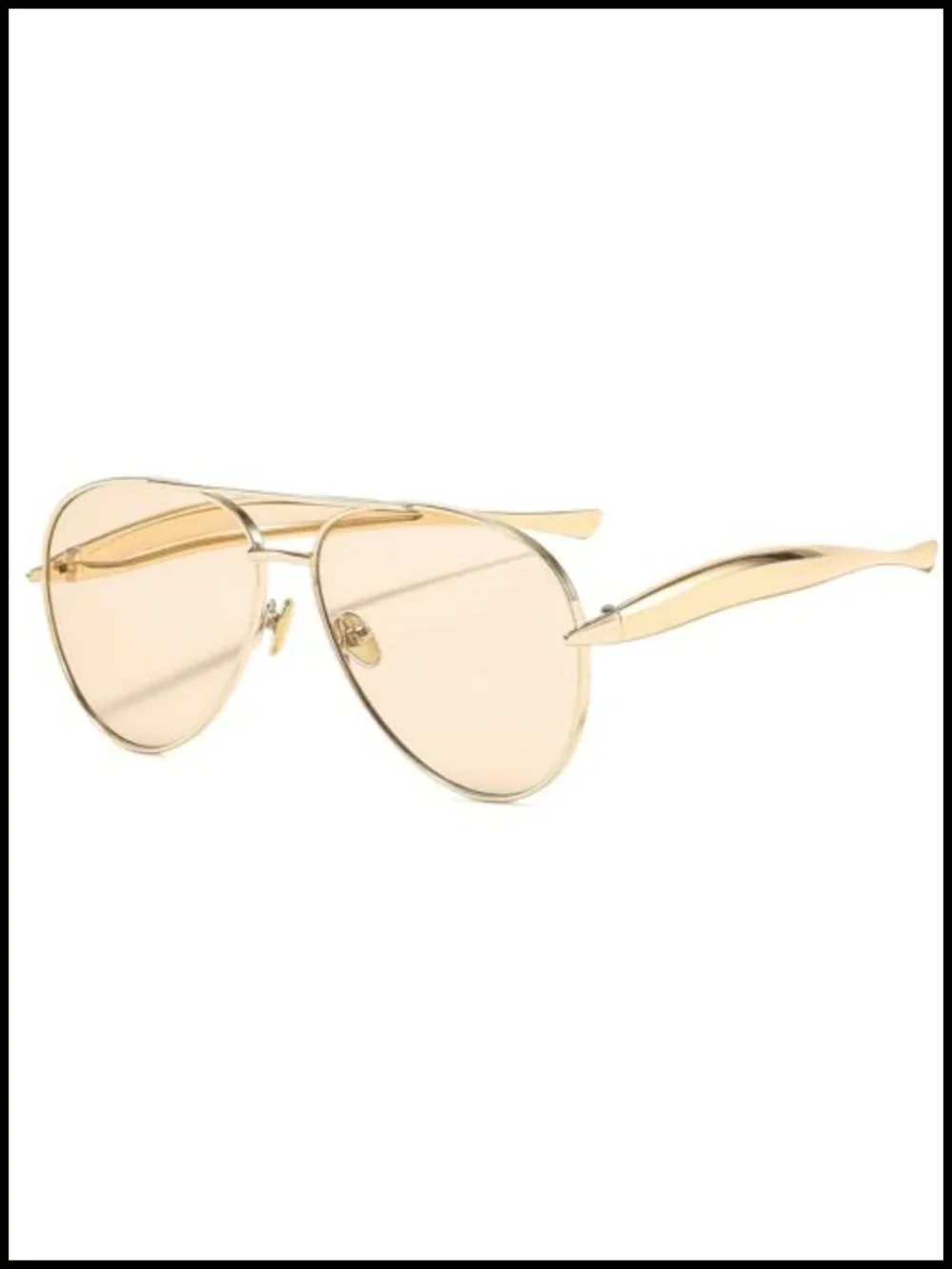 Retro 70s Pilot Sunglasses Double Bridge Metal Frame UV400 Oversized Square